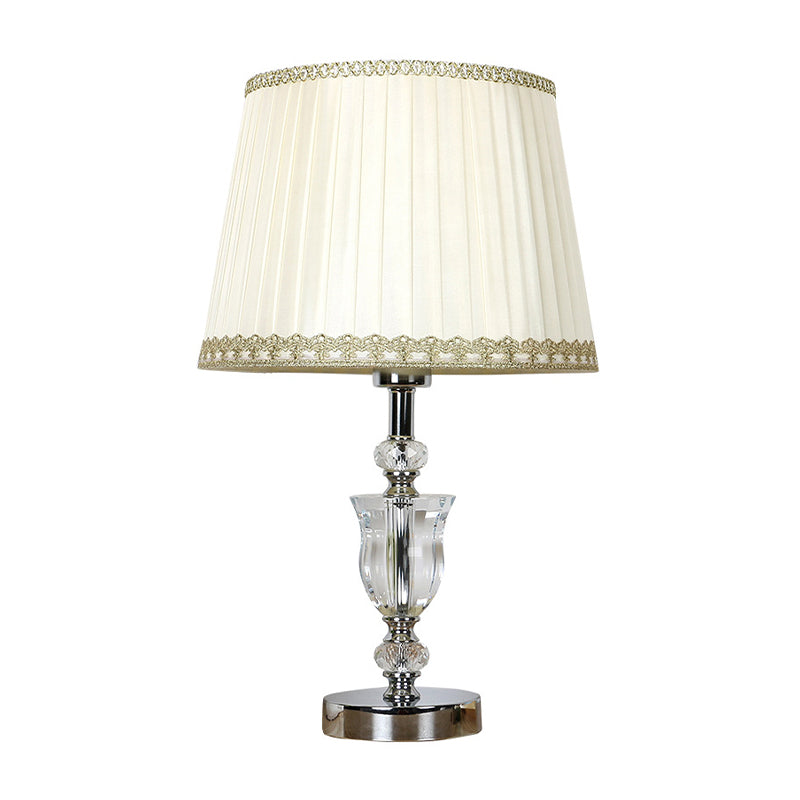 Lámpara de mesa de noche de cono blanco estilo moderno 1 cabeza luz de mesita de noche de cristal en forma de urna