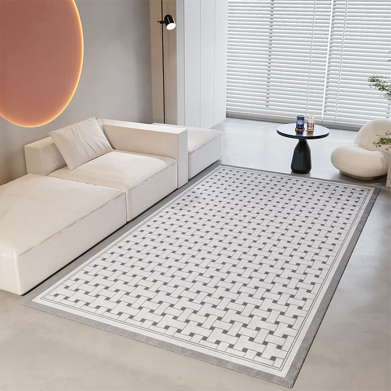 Fancy Geometric Pattern Rug Brown Modern Carpet Polyester Non-Slip Backing Rug for Home Decor