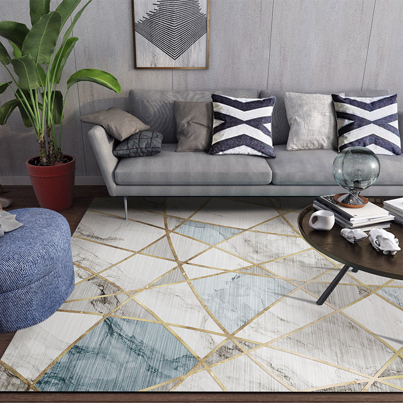 Minimalist Area Rug Marble Pattern Carpet Polyester Stain Resistant Area Rug for Living Room