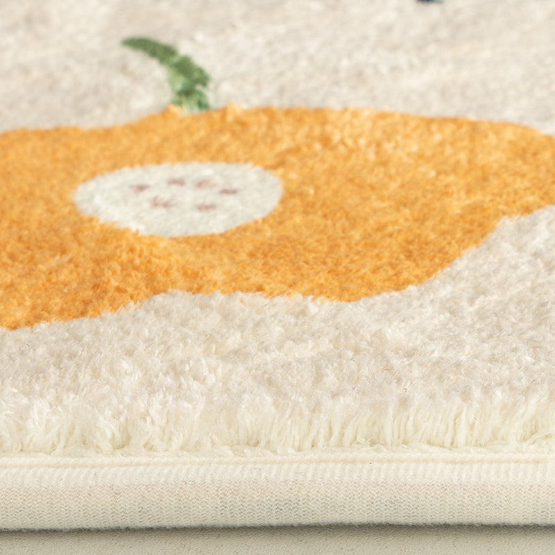 Orange Modern Carpet Flower Pattern Polyester Area Rug Non-Slip Backing Rug for Bedroom