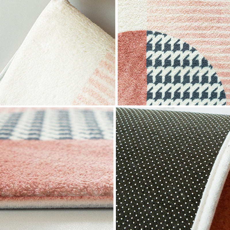 Orange Modern Carpet Flower Pattern Polyester Area Rug Non-Slip Backing Rug for Bedroom