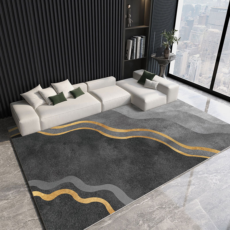 Gorgeous Gray Tone Carpet Modern Polyester Area Rug Living Room Area Rug with Non-Slip Backing
