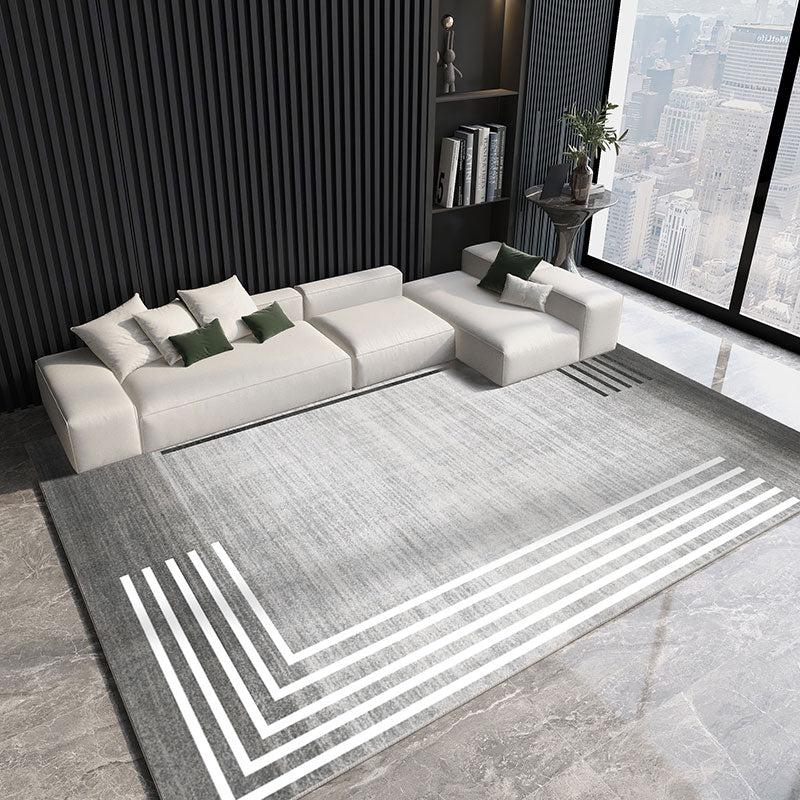 Gorgeous Gray Tone Carpet Modern Polyester Area Rug Living Room Area Rug with Non-Slip Backing