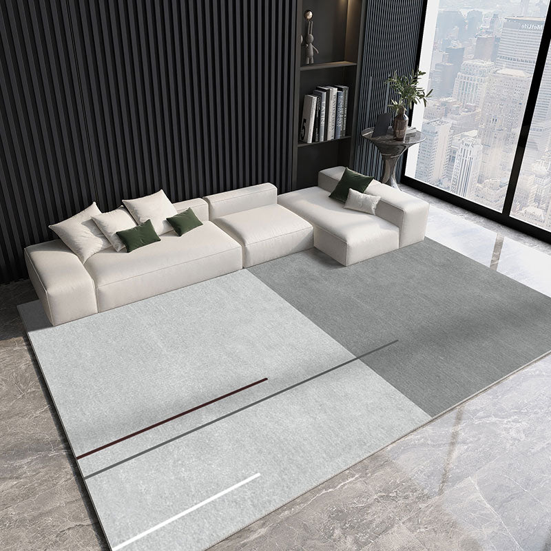 Gorgeous Gray Tone Carpet Modern Polyester Area Rug Living Room Area Rug with Non-Slip Backing