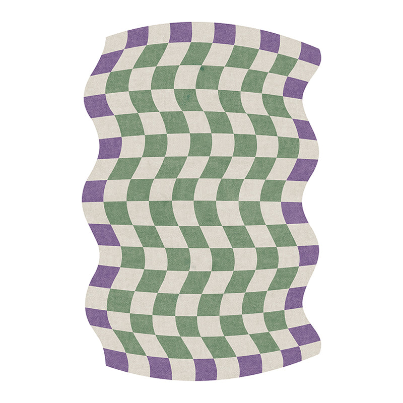 Fancy Modern Carpet Plaid Pattern Polyester Area Rug Stain Resistant Rug for Home Decor