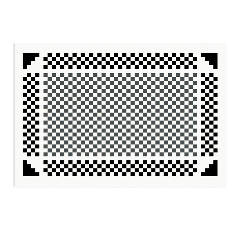 Black Plaid Print Carpet Modern Polyester Area Rug Stain Resistant Rug for Home Decor