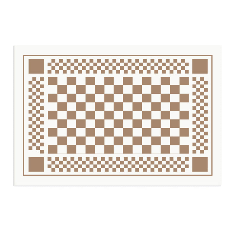 Black Plaid Print Carpet Modern Polyester Area Rug Stain Resistant Rug for Home Decor