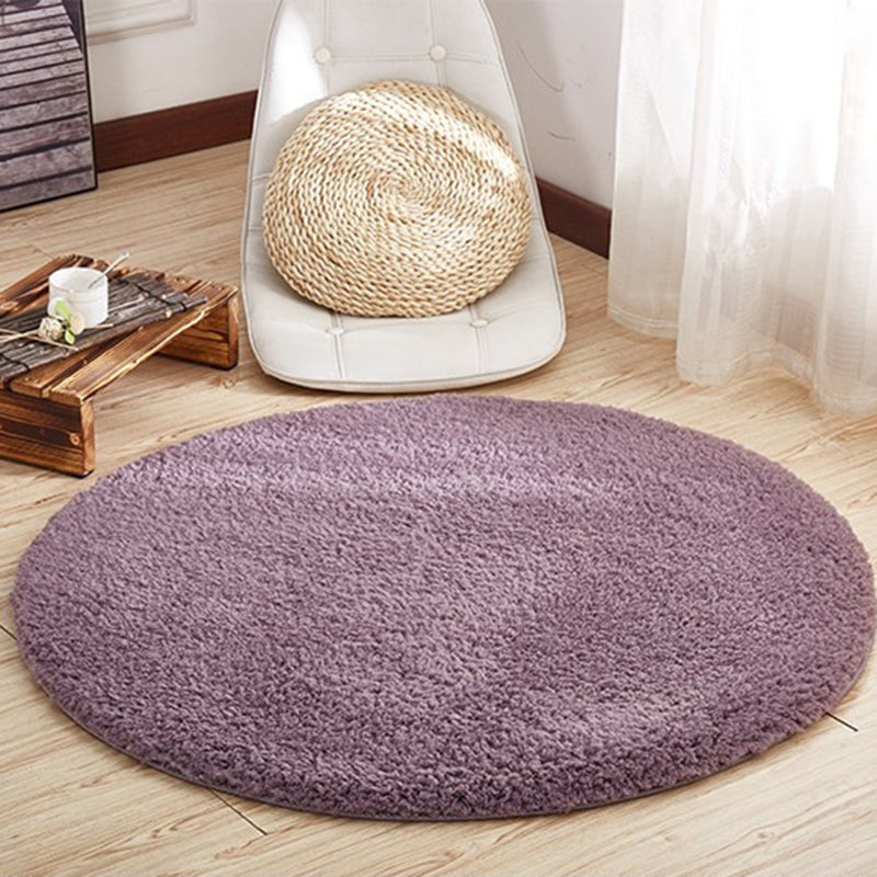 Modern Solid Color Area Rug Grey Plush Area Carpet Polyester Non-Slip Backing Rug for Home Decor