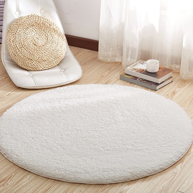 Modern Solid Color Area Rug Grey Plush Area Carpet Polyester Non-Slip Backing Rug for Home Decor