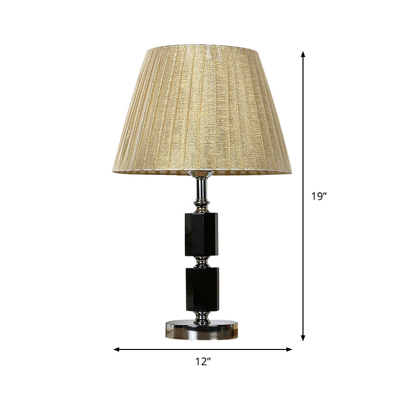 Lampada da tavolo con paralume plissettato in cristallo Simplicity Illuminazione notturna a 1 luce in beige per camera da letto