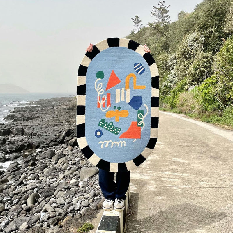 Modern Drawing Room Area Rug Flower Pattern Polyester Area Carpet Stain Resistant Rug