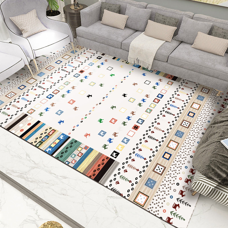 Blue Modern Carpet Geometric Pattern Polyester Area Carpet Stain Resistant Rug for Drawing Room