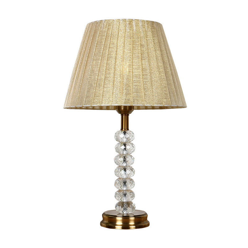 Éclairage de table à lampe à plis beige Éclairage simple 1 lampe de nuit en cristal à facettes à facette pour salon