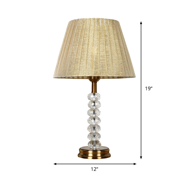 Éclairage de table à lampe à plis beige Éclairage simple 1 lampe de nuit en cristal à facettes à facette pour salon
