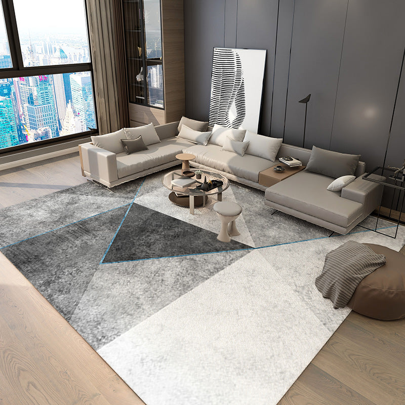 Modern Area Carpet Geometric Area Rug Polyester Home Decor Carpet with Non-Slip Backing