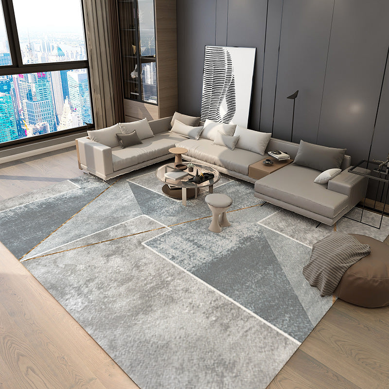 Modern Area Carpet Geometric Area Rug Polyester Home Decor Carpet with Non-Slip Backing