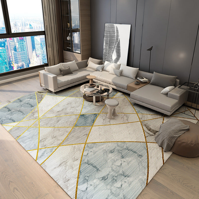 Modern Area Carpet Geometric Area Rug Polyester Home Decor Carpet with Non-Slip Backing