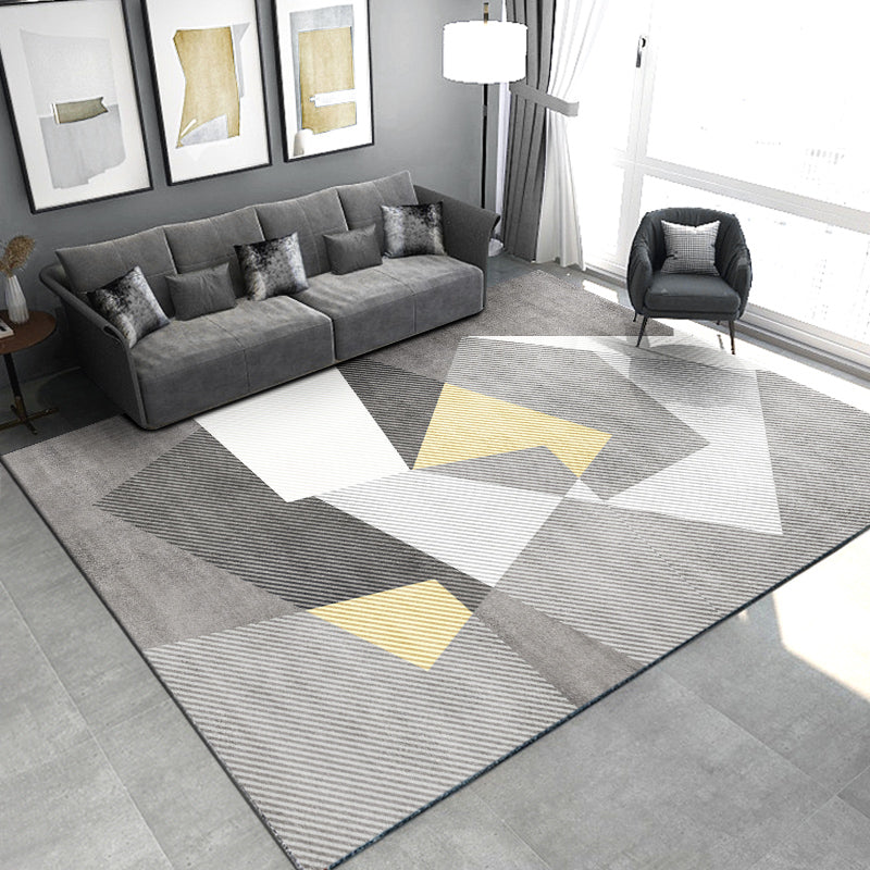 Leisure Polyester Area Rug Fancy Geometric Print Rug Stain Resistant Indoor Rug for Home Decor