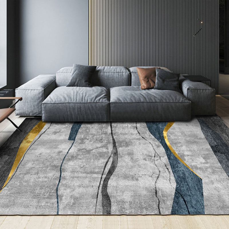 Leisure Polyester Area Rug Fancy Geometric Print Rug Stain Resistant Indoor Rug for Home Decor