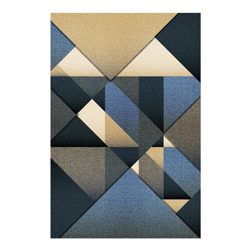 Modern Living Room Area Rug Geometric Print Polyester Area Rug Stain Resistant Carpet