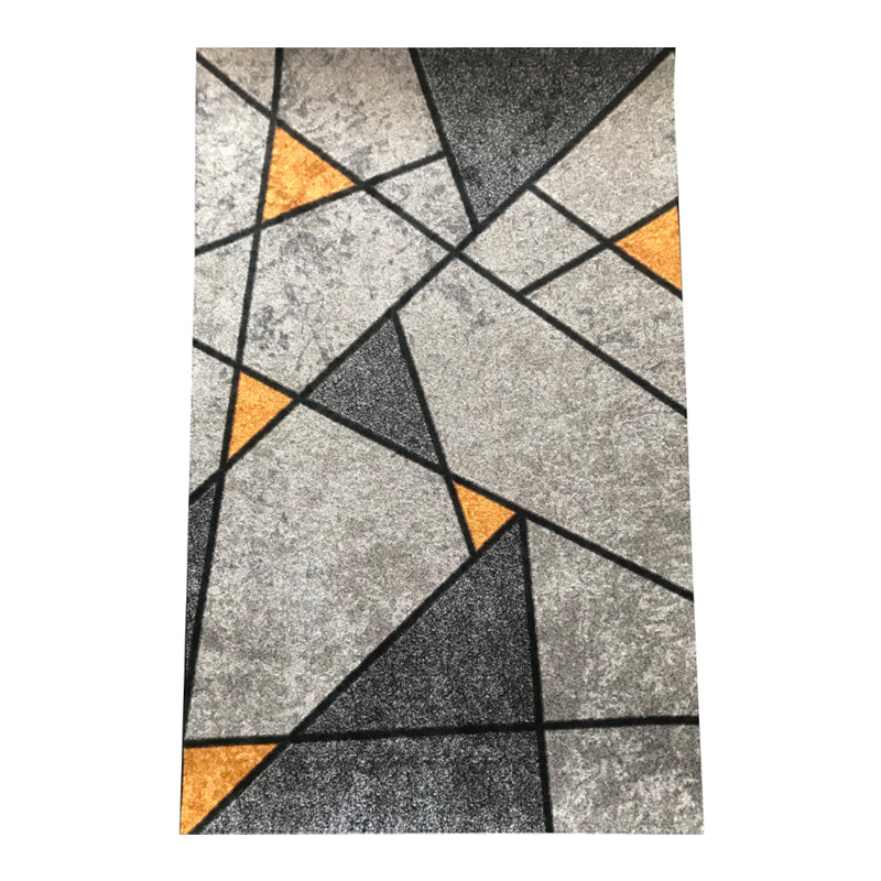 Modern Living Room Area Rug Geometric Print Polyester Area Rug Stain Resistant Carpet