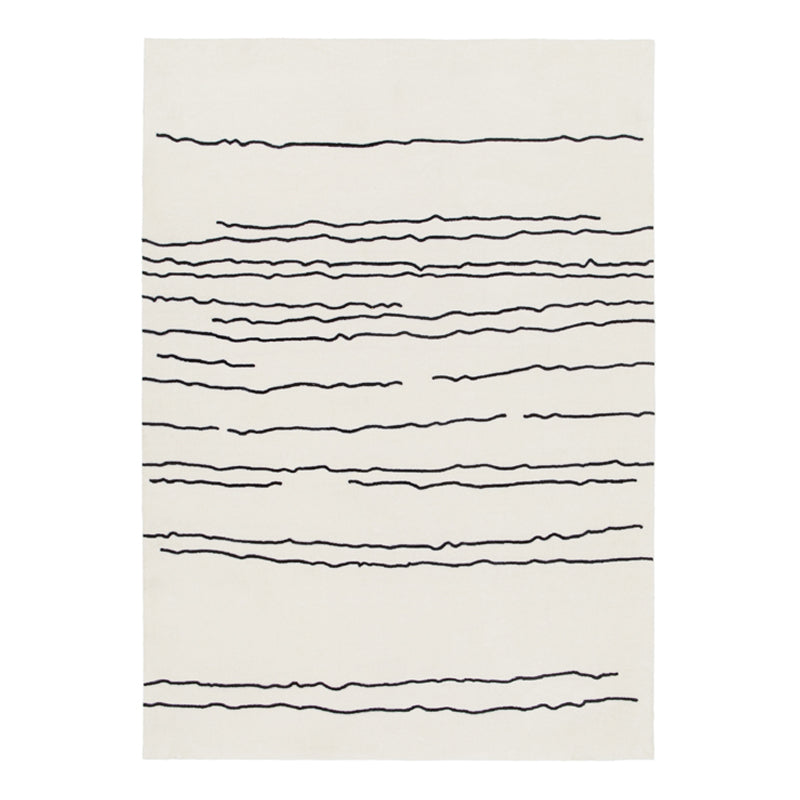 Modern White Area Carpet Geometric Pattern Polyester Area Rug Non-Slip Backing Rug for Home Decor