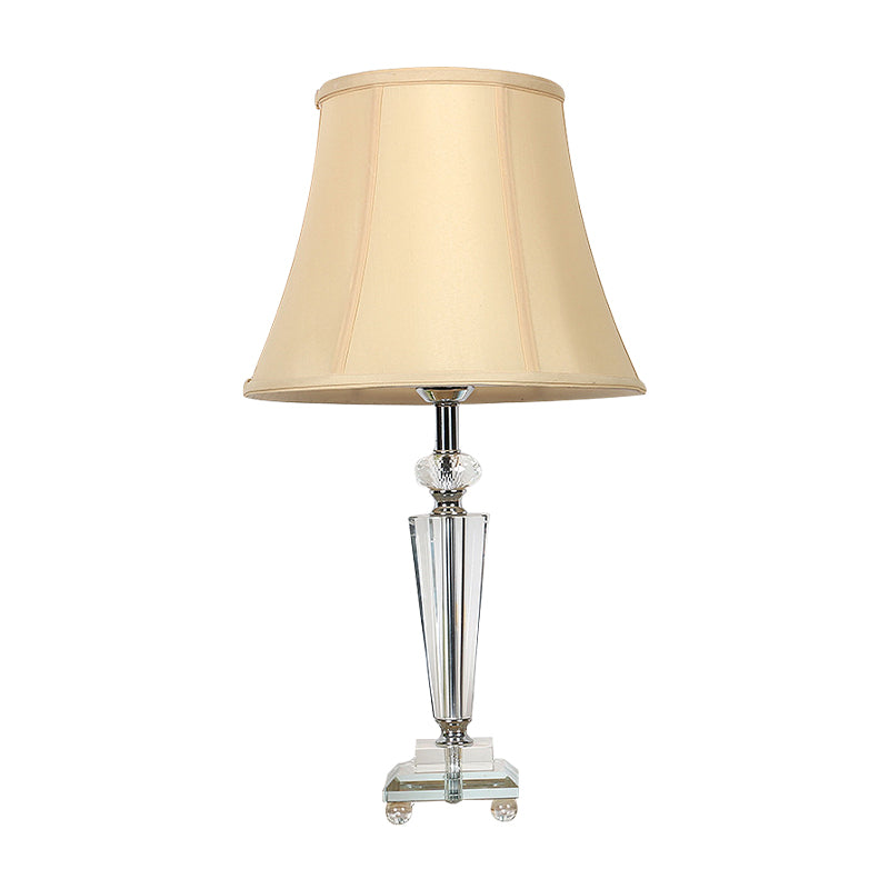 Clear Crystal Bell Nachttisch Licht zeitgenössischer 1-Licht beige Nachttischbeleuchtung für Schlafzimmer