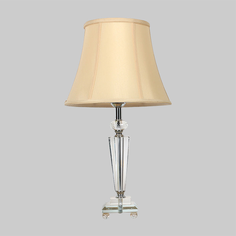 Clear Crystal Bell Nachttisch Licht zeitgenössischer 1-Licht beige Nachttischbeleuchtung für Schlafzimmer
