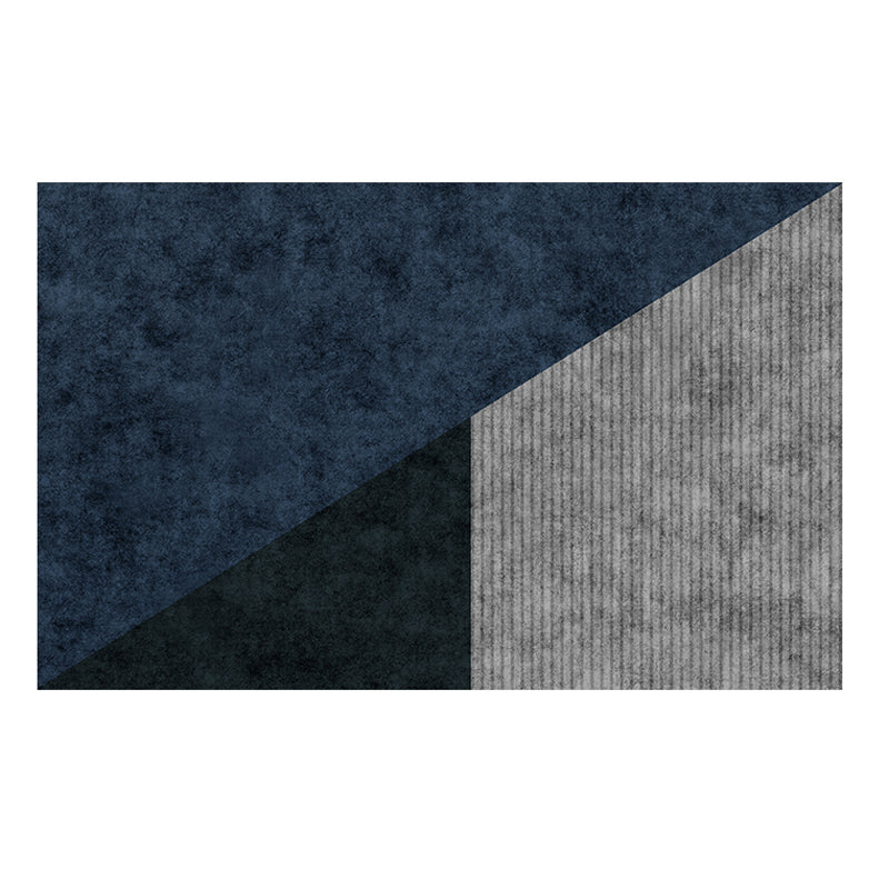 Navy Modern Area Rug Geometric Pattern Polyester Area Rug Stain Resistant Carpet for Drawing Room