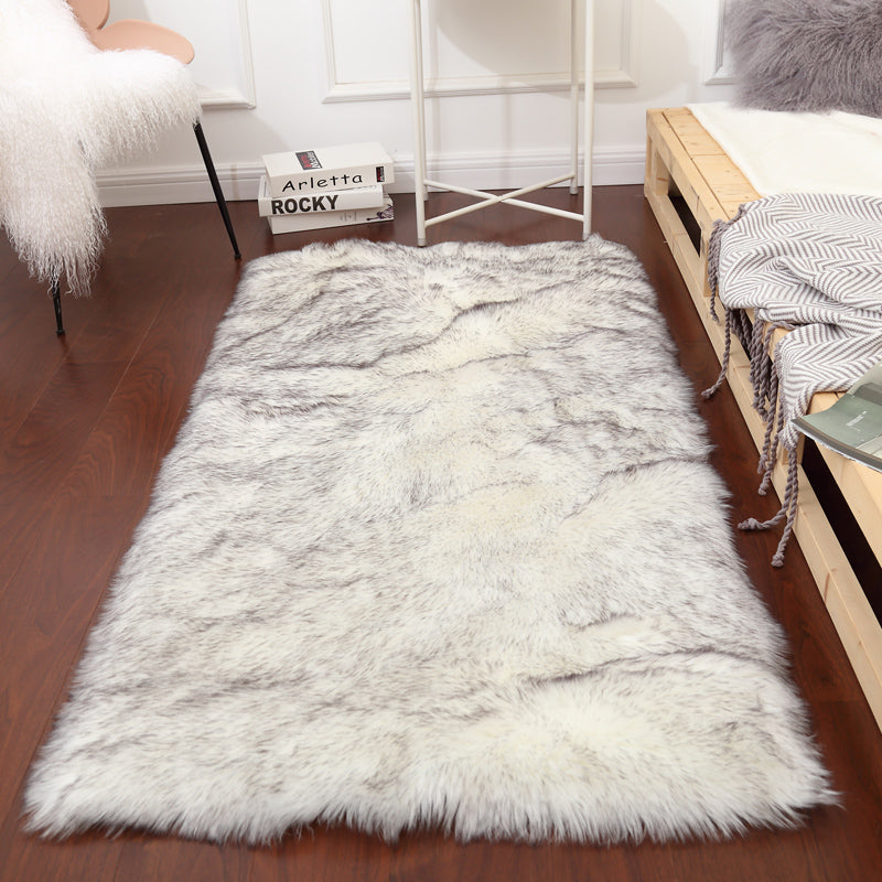 White Solid Color Rug Plush Orlon Area Carpet Easy Care Rug for Living Room