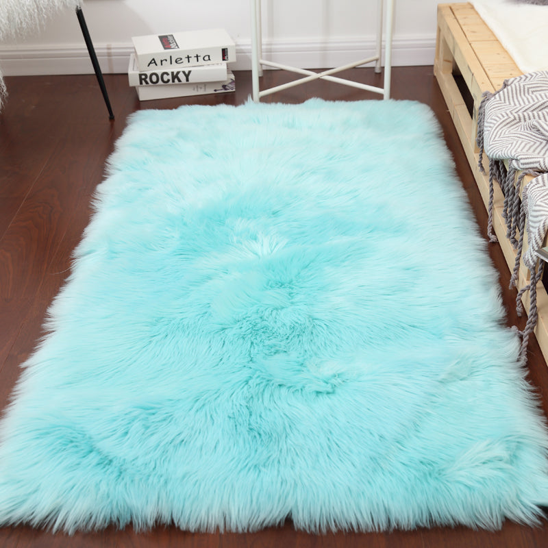 White Solid Color Rug Plush Orlon Area Carpet Easy Care Rug for Living Room