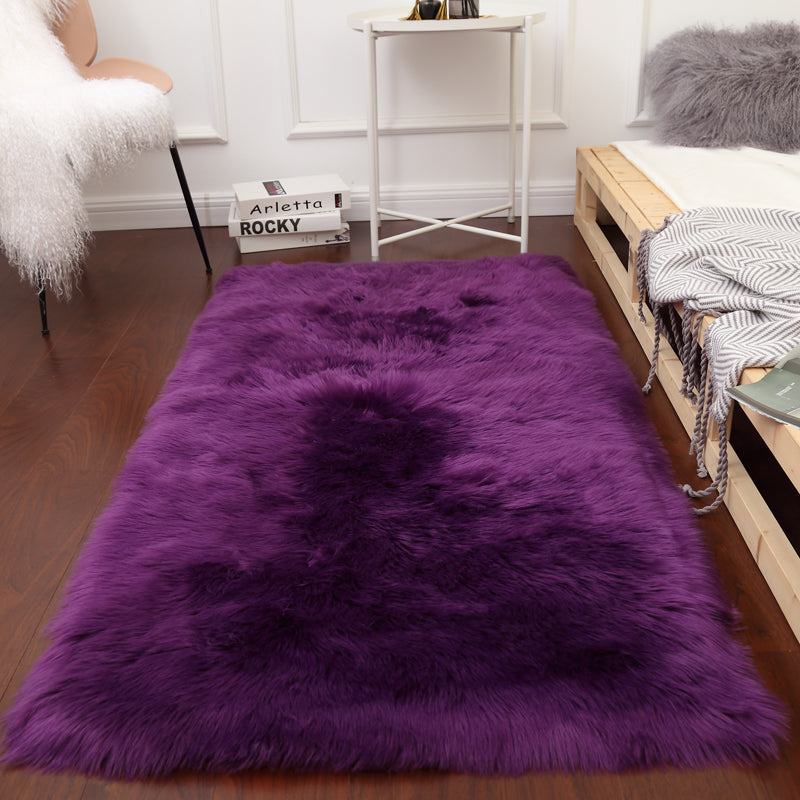 White Solid Color Rug Plush Orlon Area Carpet Easy Care Rug for Living Room