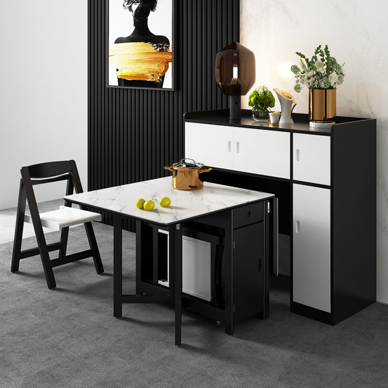 Mesa de comedor blanca de estilo moderno Mesa de comedor rectangular de piedra sinterizada con hojas abatibles