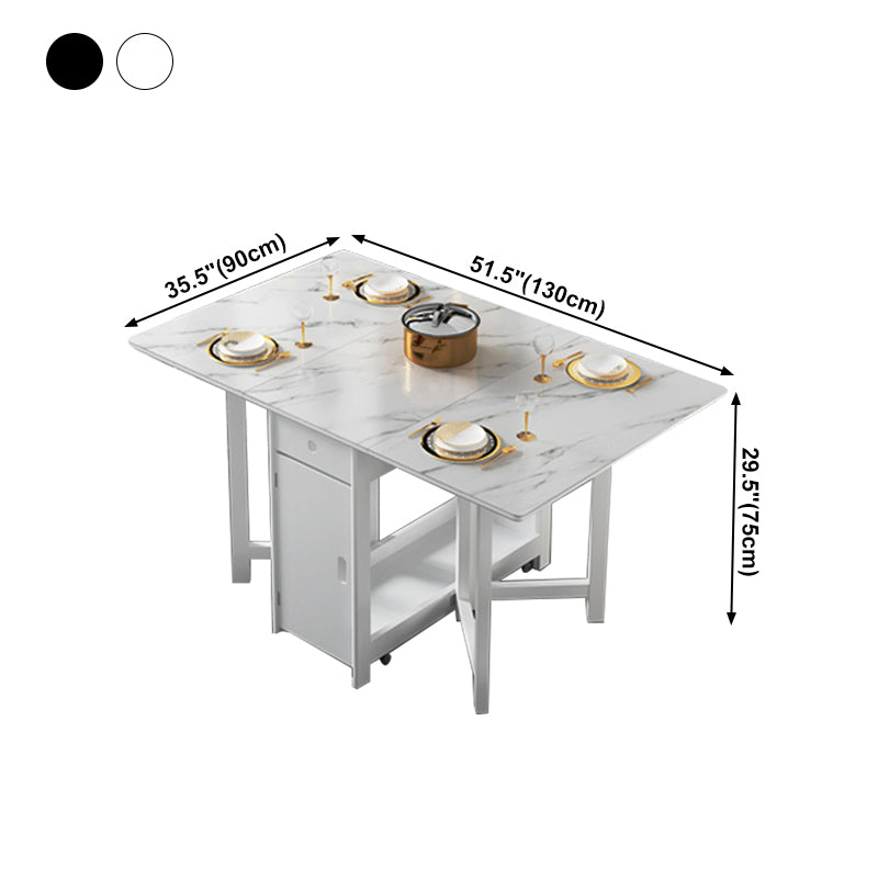 Mesa de comedor blanca de estilo moderno Mesa de comedor rectangular de piedra sinterizada con hojas abatibles