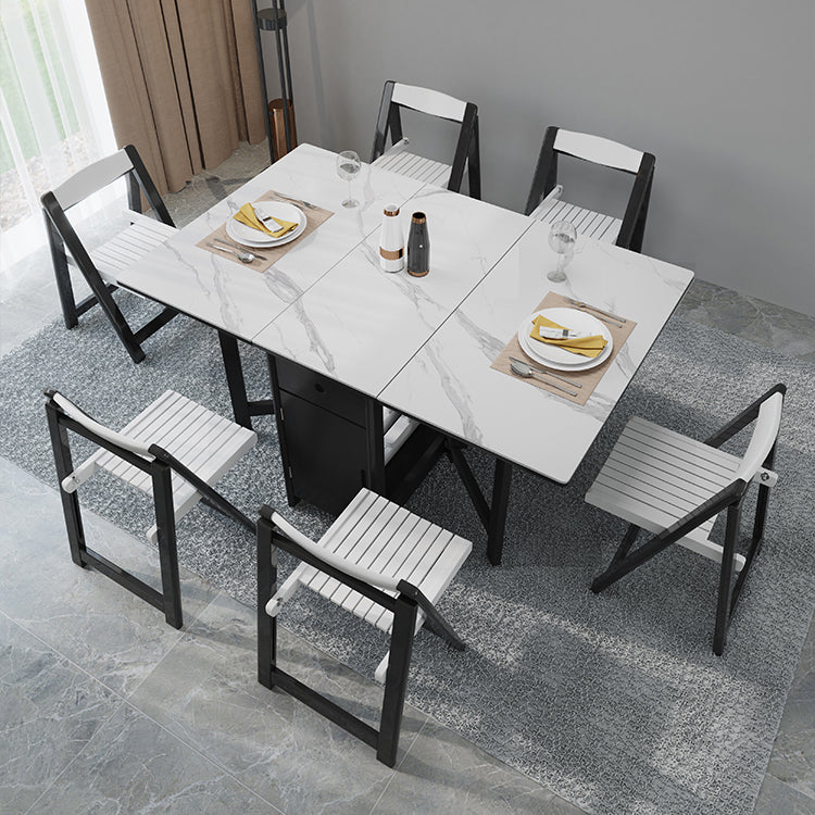 Mesa de comedor plegable Mesa rectangular moderna con base de almacenamiento (solo mesa)