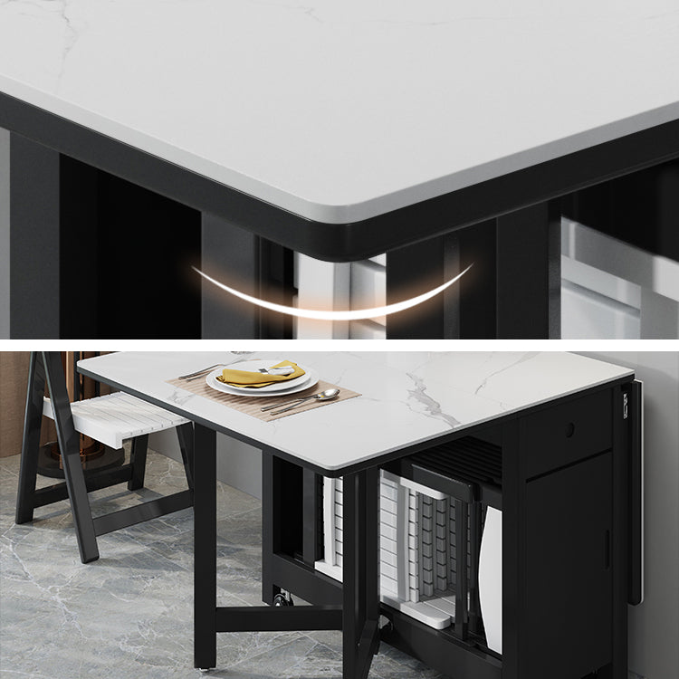 Mesa de comedor plegable Mesa rectangular moderna con base de almacenamiento (solo mesa)