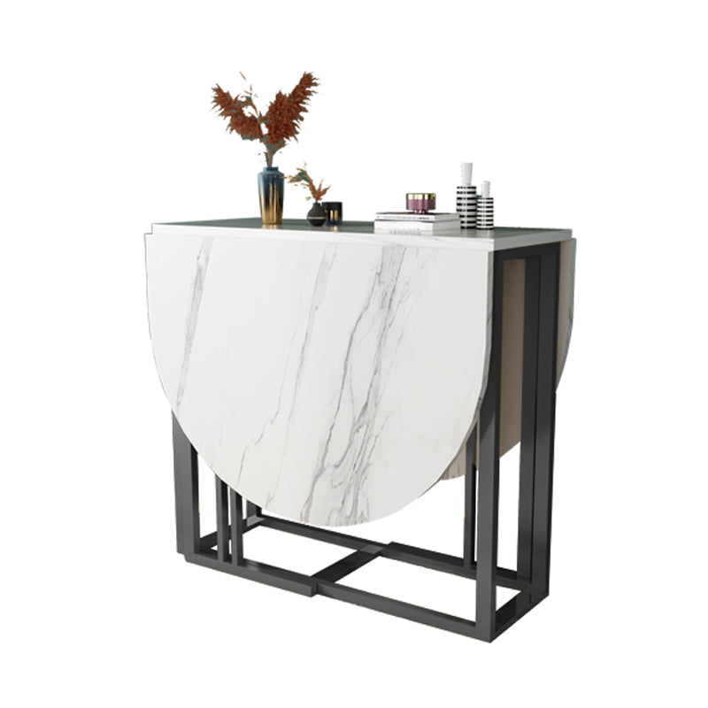 Moderne witte eettafel van gesinterd steen met neerklapbaar blad van 56,3 inch (alleen tafel)