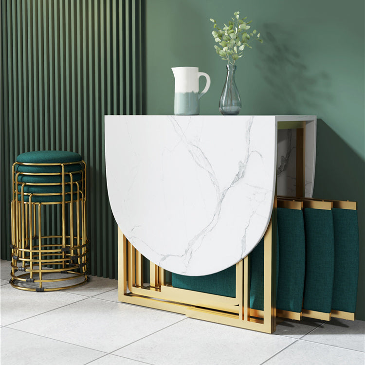 Moderne witte eettafel van gesinterd steen met neerklapbaar blad van 56,3 inch (alleen tafel)