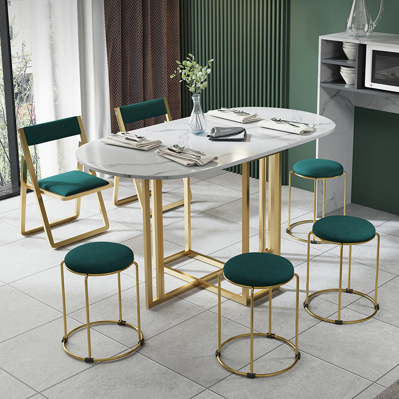Moderne witte eettafel van gesinterd steen met neerklapbaar blad van 56,3 inch (alleen tafel)