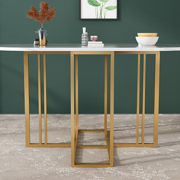 Moderne witte eettafel van gesinterd steen met neerklapbaar blad van 56,3 inch (alleen tafel)