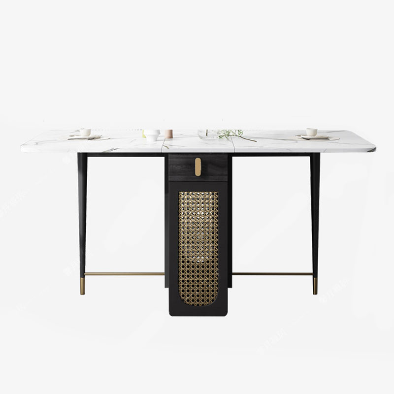 Mesa de comedor de piedra sinterizada 59 '' plegable Mesa rectángulo moderna con base de caballete