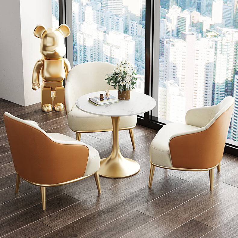 Traditional Luxury Dining Table Round Sintered Stone Dining Table with Tulip Base