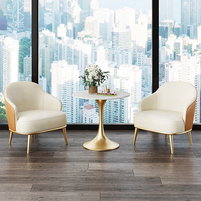 Traditional Luxury Dining Table Round Sintered Stone Dining Table with Tulip Base