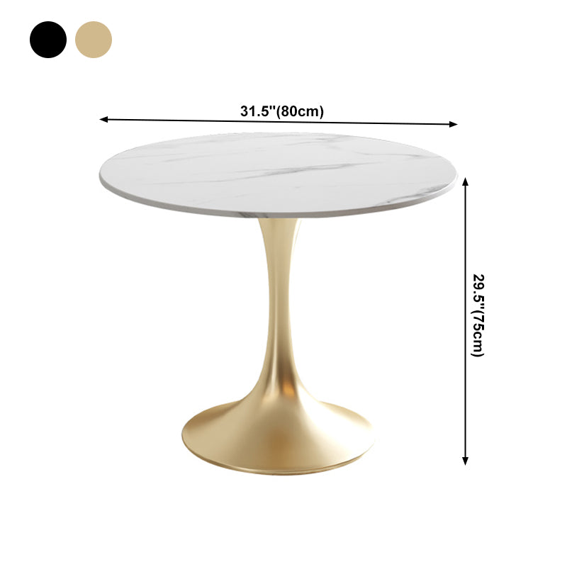 Traditional Luxury Dining Table Round Sintered Stone Dining Table with Tulip Base