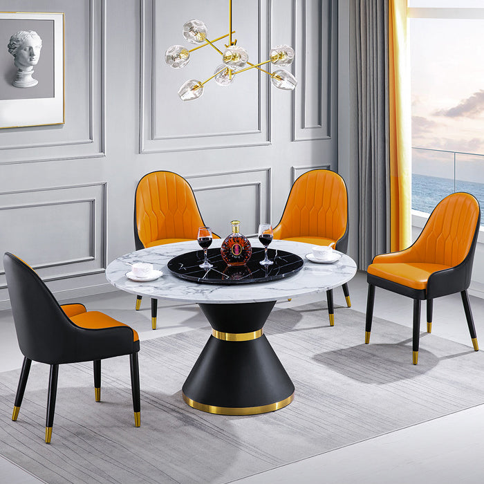 Mesa de comedor de lujo tradicional, mesa rectangular de piedra sinterizada con base de pedestal