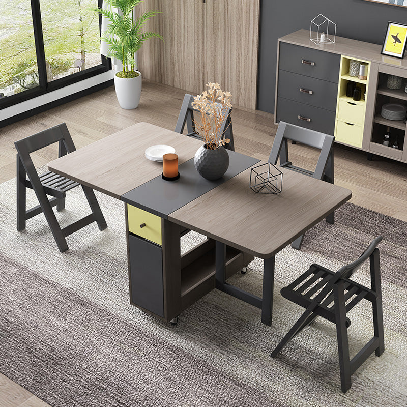 Mid-Century Modern Dining Table Rectangle Drop-Leaf 59" Dining Table(only table)