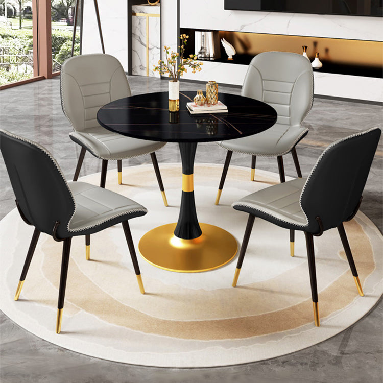 Round Traditional Luxury Dining Table Sintered Stone Table with Tulip Base