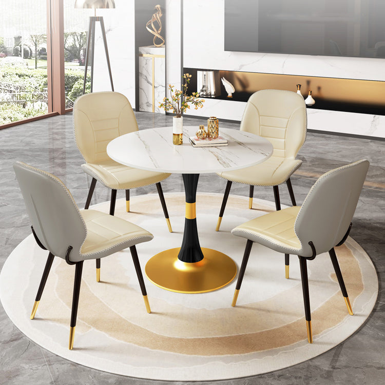 Round Traditional Luxury Dining Table Sintered Stone Table with Tulip Base