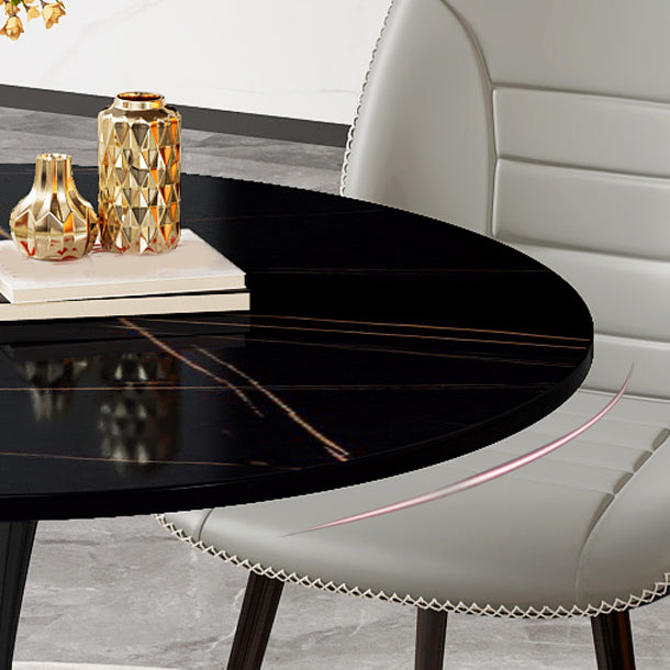 Round Traditional Luxury Dining Table Sintered Stone Table with Tulip Base