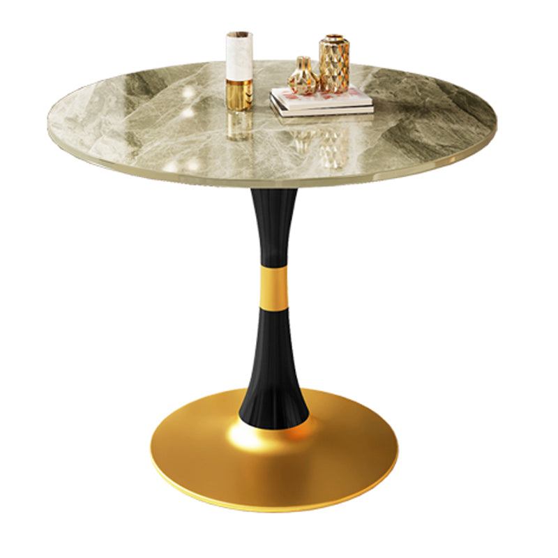 Round Traditional Luxury Dining Table Sintered Stone Table with Tulip Base